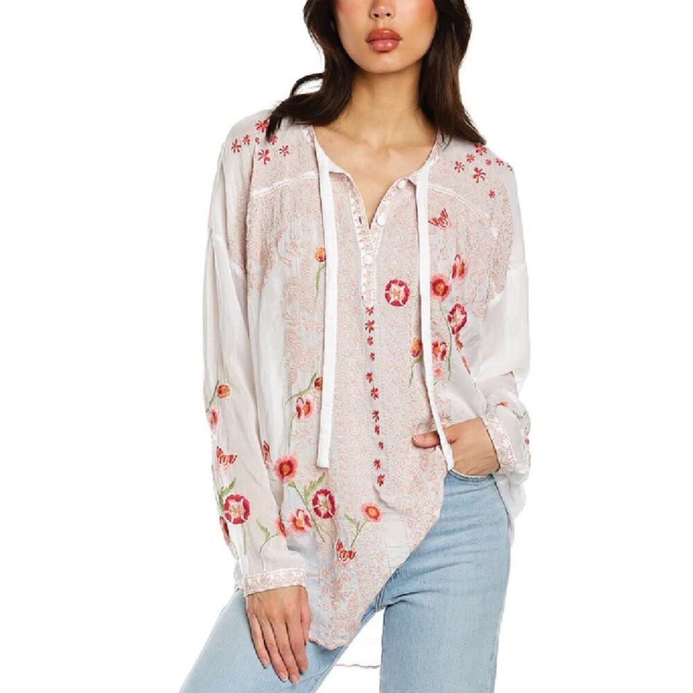 Johnny Was Floral Embroidered Boho Floral Tunic - Small